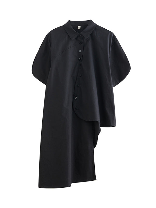 Hauts de chemise à revers de couleur unie à coupe irrégulière