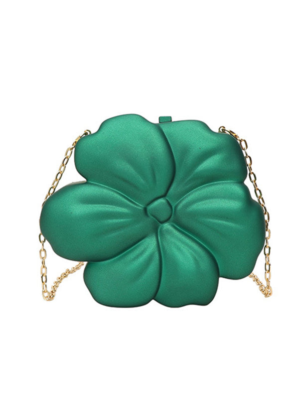 Sac bandoulière brillant à chaîne, en forme de fleur