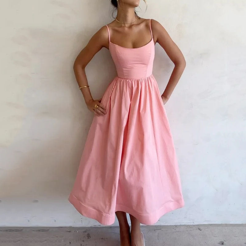 Clara - Robe midi sans manches avec fraîcheur et élégance