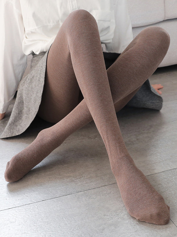 Pantalon thermique en velours de couleur unie, jambe slim Simple, garde au chaud, bas