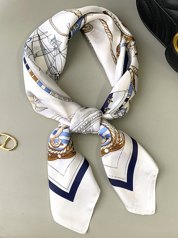 Foulard carré imprimé imitation soie urbaine
