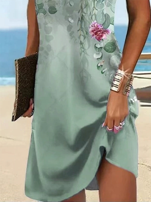 Robe courte ample grande taille, à imprimé floral, à empiècements, à col en V