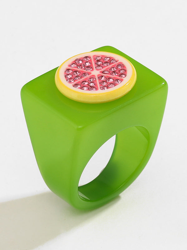 Accessoires de bagues en strass de fruits géométriques