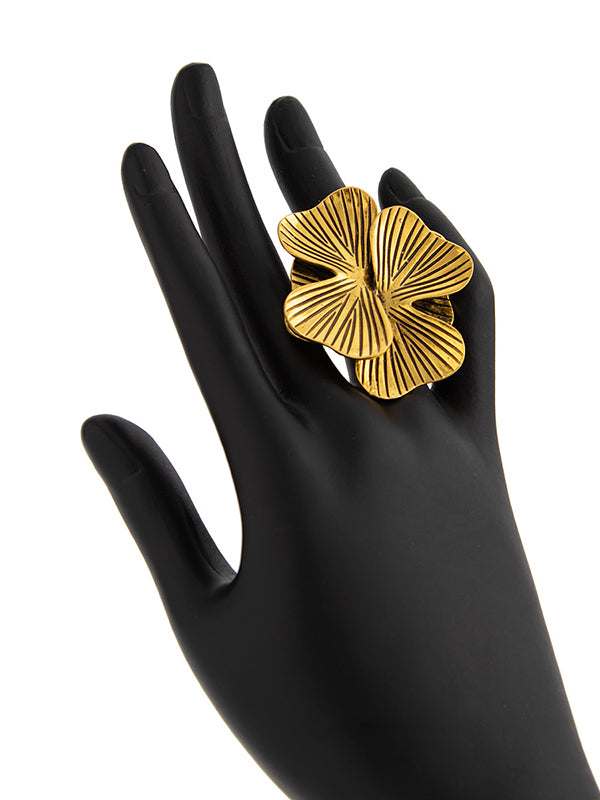 Bague géométrique à coupe irrégulière, en forme de fleur