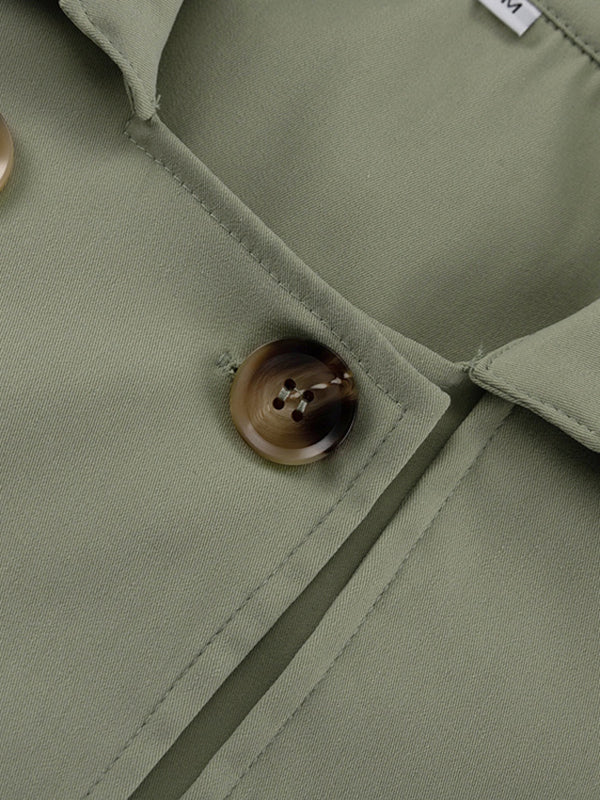 Ensemble deux pièces boutonné moulant à manches longues, à boucle, à empiècements, à col revers – veste + haut + jupe + bas
