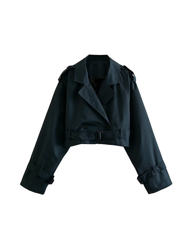 Veste ample à manches longues, à empiècements, à col revers