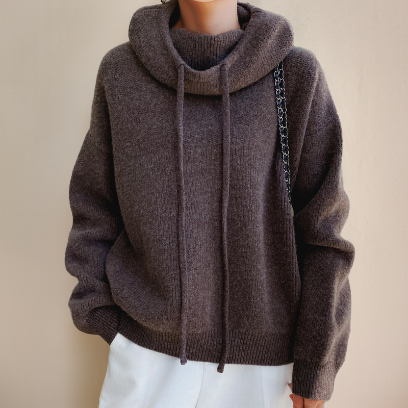 Pull Femme Col Roulé Avec Cordon | Doux & Chaud