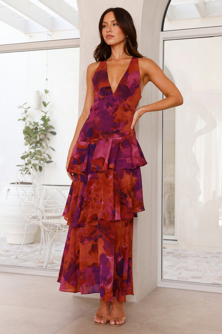 Robe Maxi Sans Manches pour Femmes avec Décolleté V Profond, Volants et Bretelles Croisées au Dos