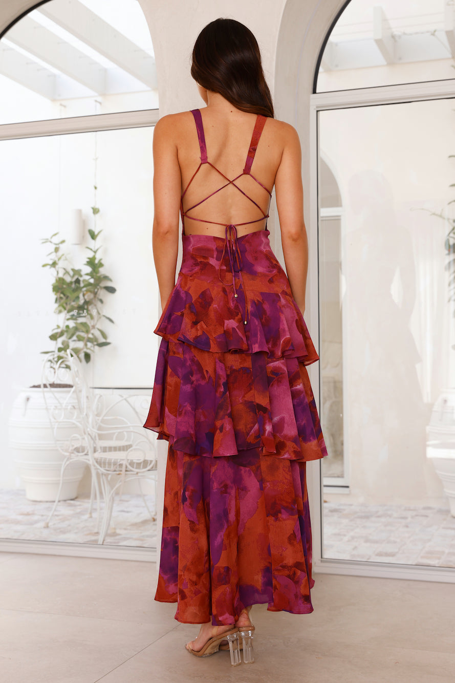 Robe Maxi Sans Manches pour Femmes avec Décolleté V Profond, Volants et Bretelles Croisées au Dos
