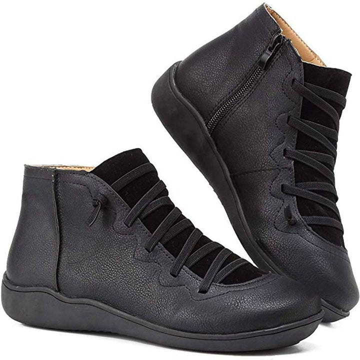 Clara | Bottines plates à lacets pour femmes avec fermeture éclair