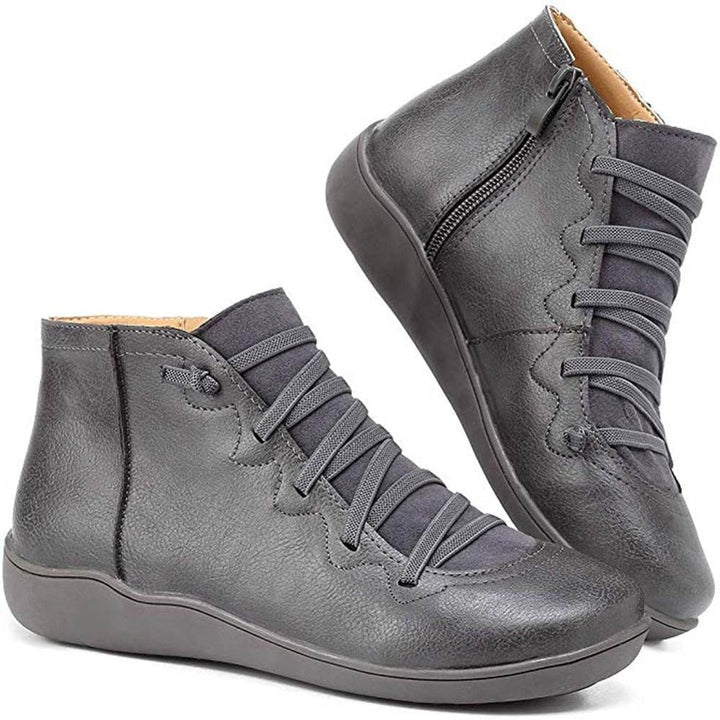 Clara | Bottines plates à lacets pour femmes avec fermeture éclair