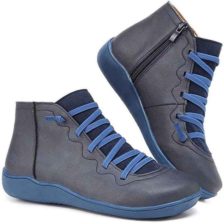 Clara | Bottines plates à lacets pour femmes avec fermeture éclair