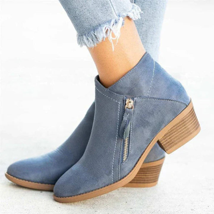 Mia | Bottines Femme Talon Bas Fermeture Éclair