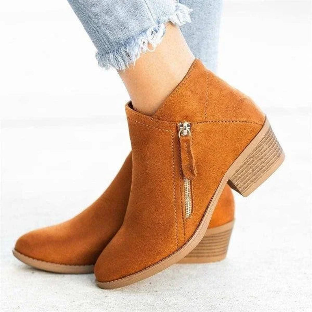 Mia | Bottines Femme Talon Bas Fermeture Éclair