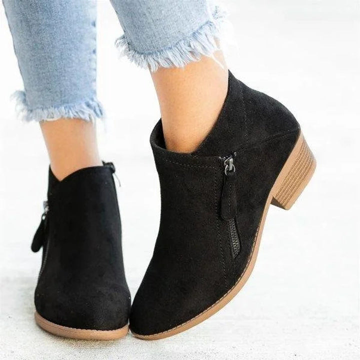 Mia | Bottines Femme Talon Bas Fermeture Éclair