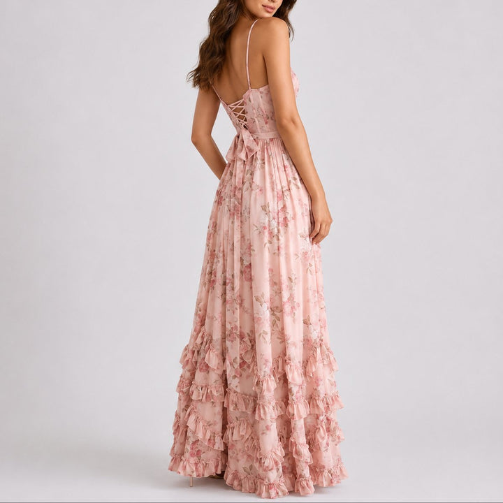 Luisa | Robe Maxi Corset à Fleurs pour Femmes Invitées de Mariage Automne Soirée