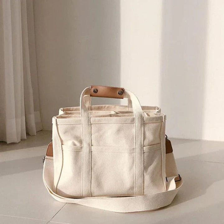 Elfriede | Sac à main en toile pour femmes, grand, multi-poches, sac à bandoulière
