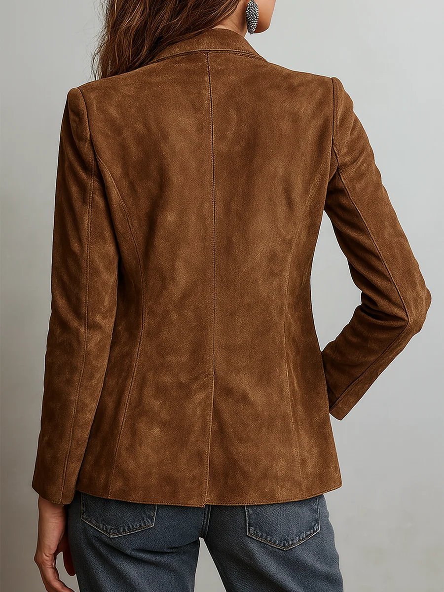 Emilia | Veste Cardigan Femme en Suédine Ajustée à Boutons