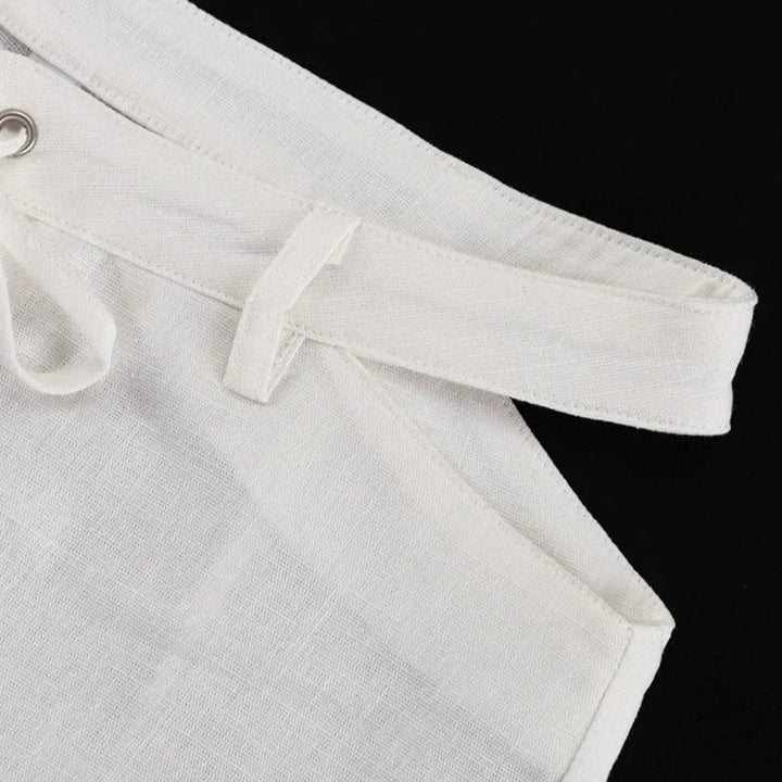 Ensemble de chemisier court pour femmes avec col rabattu, fermeture à boutons et pantalon à lacets