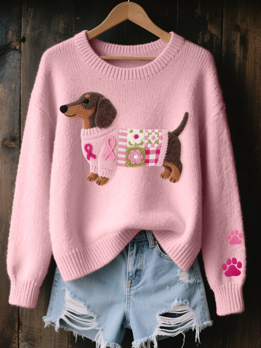 Nora | Pull en tricot patchwork pour femmes avec détail de patte de chien