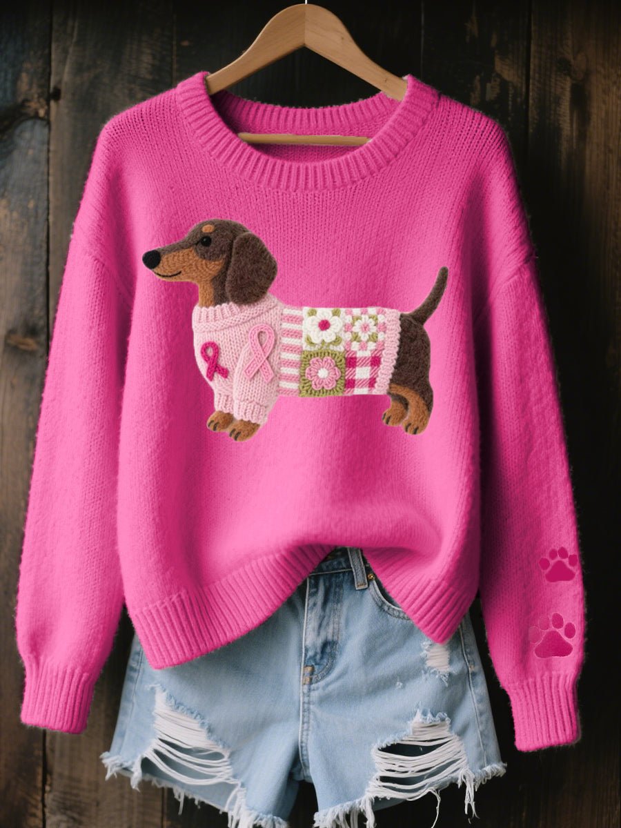 Nora | Pull en tricot patchwork pour femmes avec détail de patte de chien