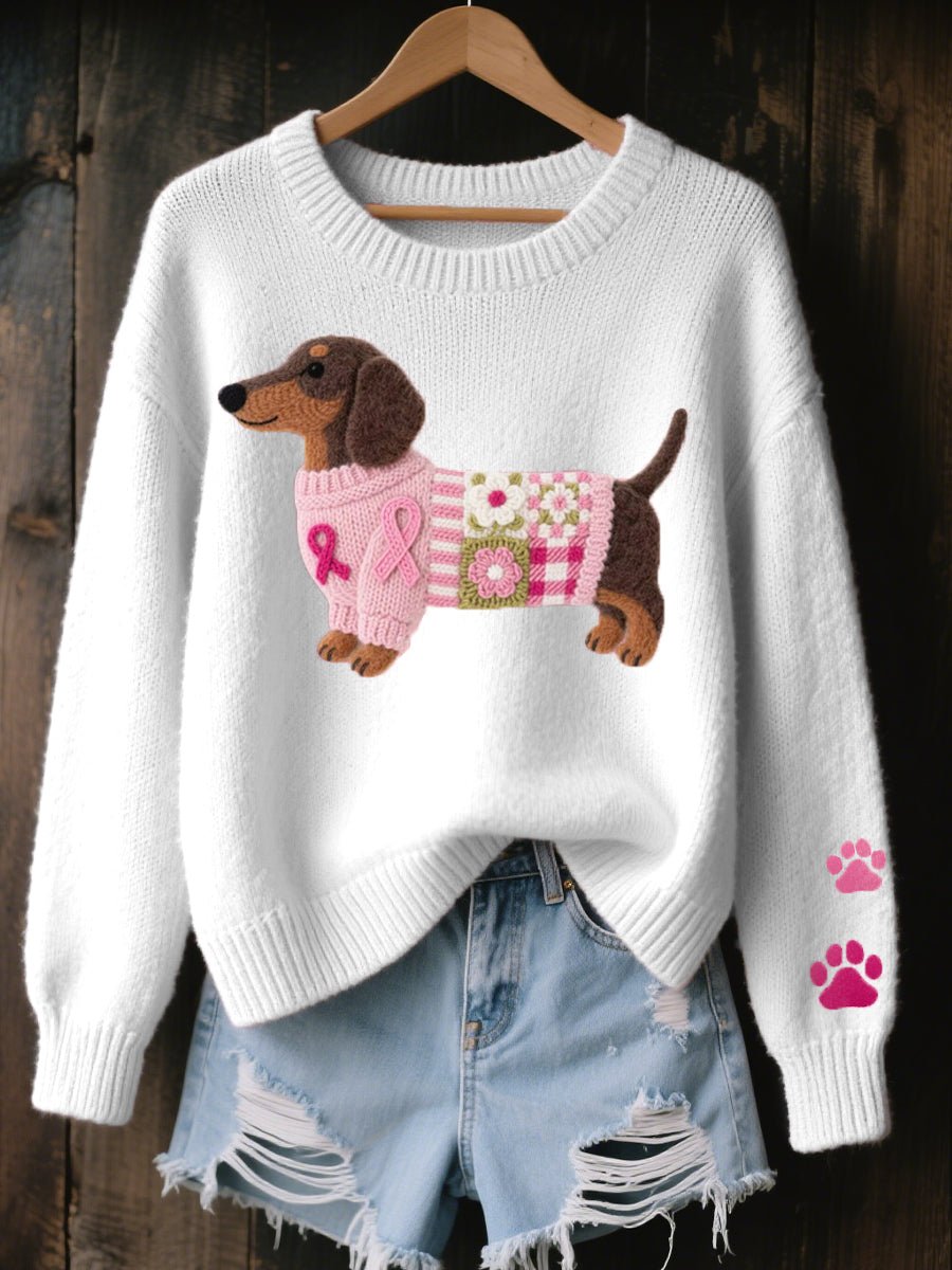 Nora | Pull en tricot patchwork pour femmes avec détail de patte de chien