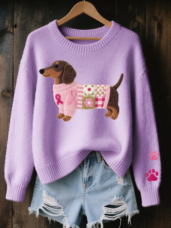 Nora | Pull en tricot patchwork pour femmes avec détail de patte de chien