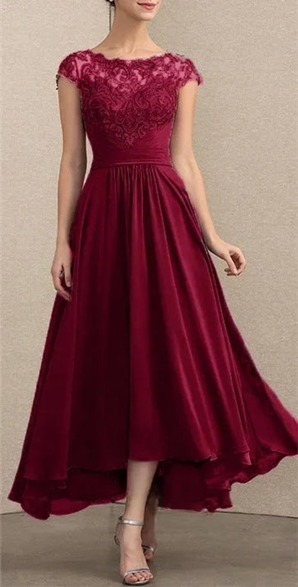 Elisabeth | Robe de soirée maxi en chiffon élégant avec dentelle pour femmes