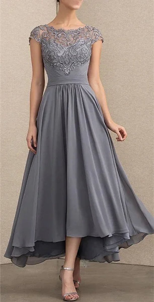 Elisabeth | Robe de soirée maxi en chiffon élégant avec dentelle pour femmes