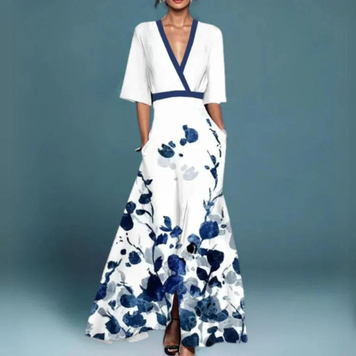 Emilia | Robes de soirée maxi élégantes pour femmes avec décolleté en V profond