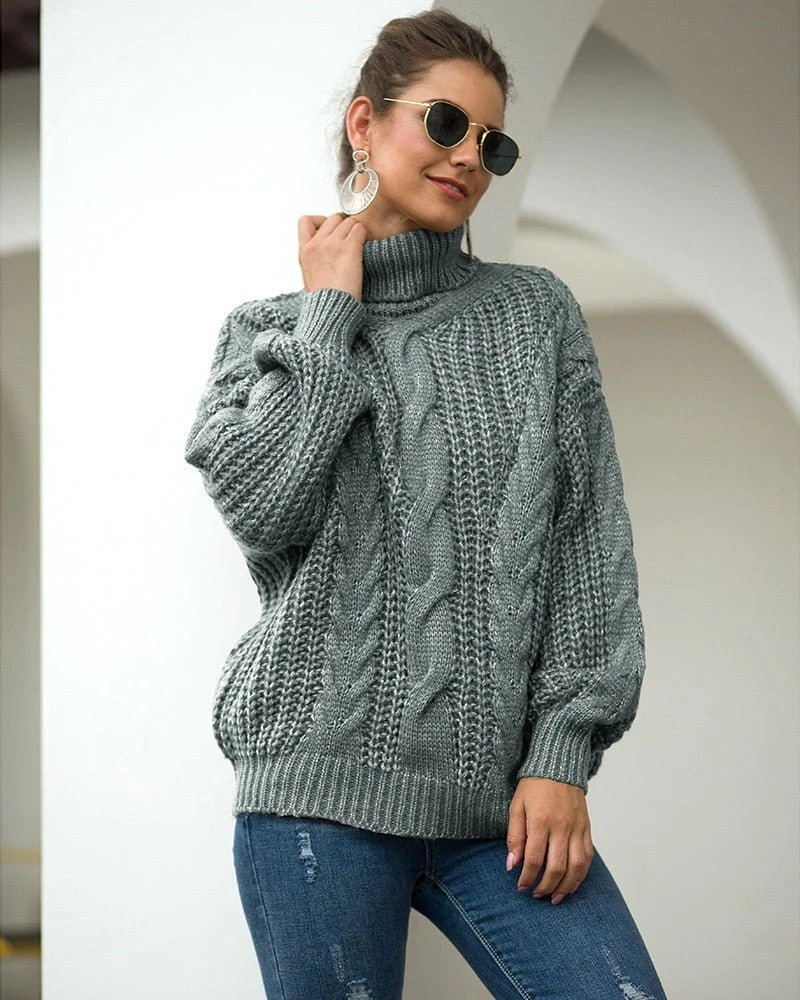 Pull en tricot à grosses mailles avec tresses pour femmes | Chaud