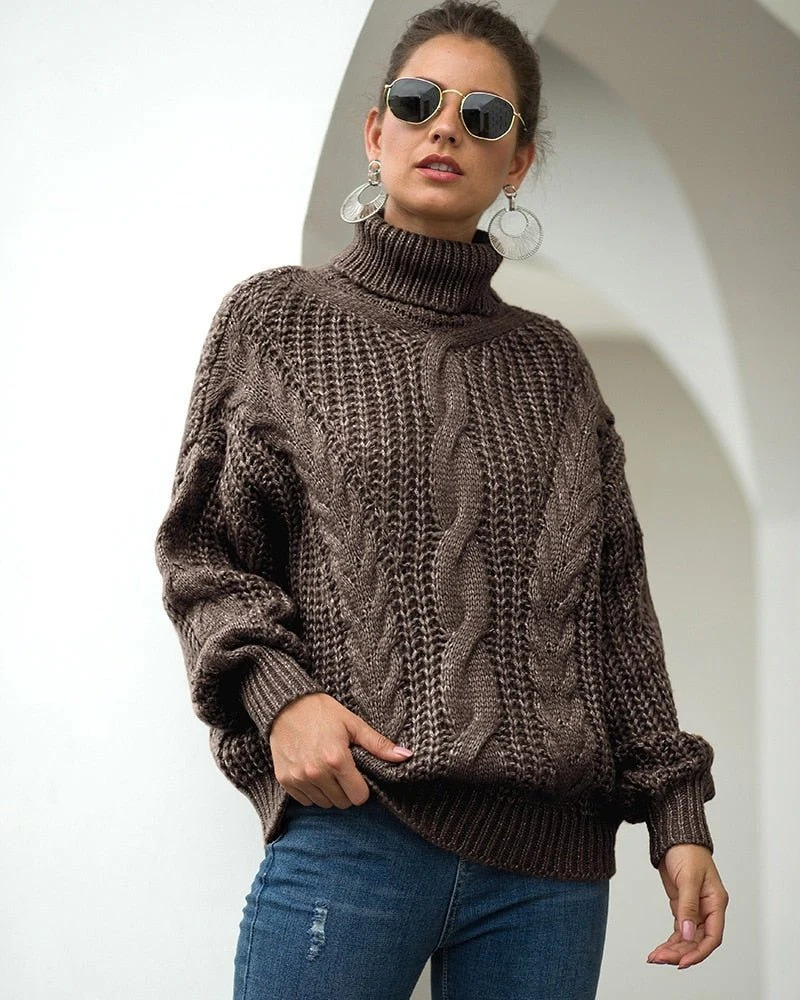 Pull en tricot à grosses mailles avec tresses pour femmes | Chaud