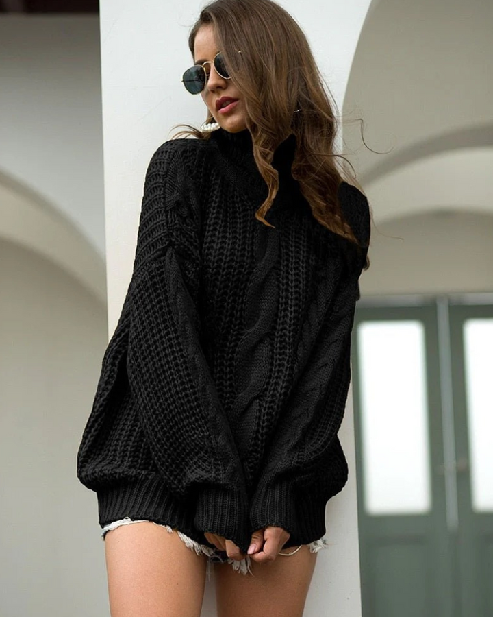 Pull en tricot à grosses mailles avec tresses pour femmes | Chaud