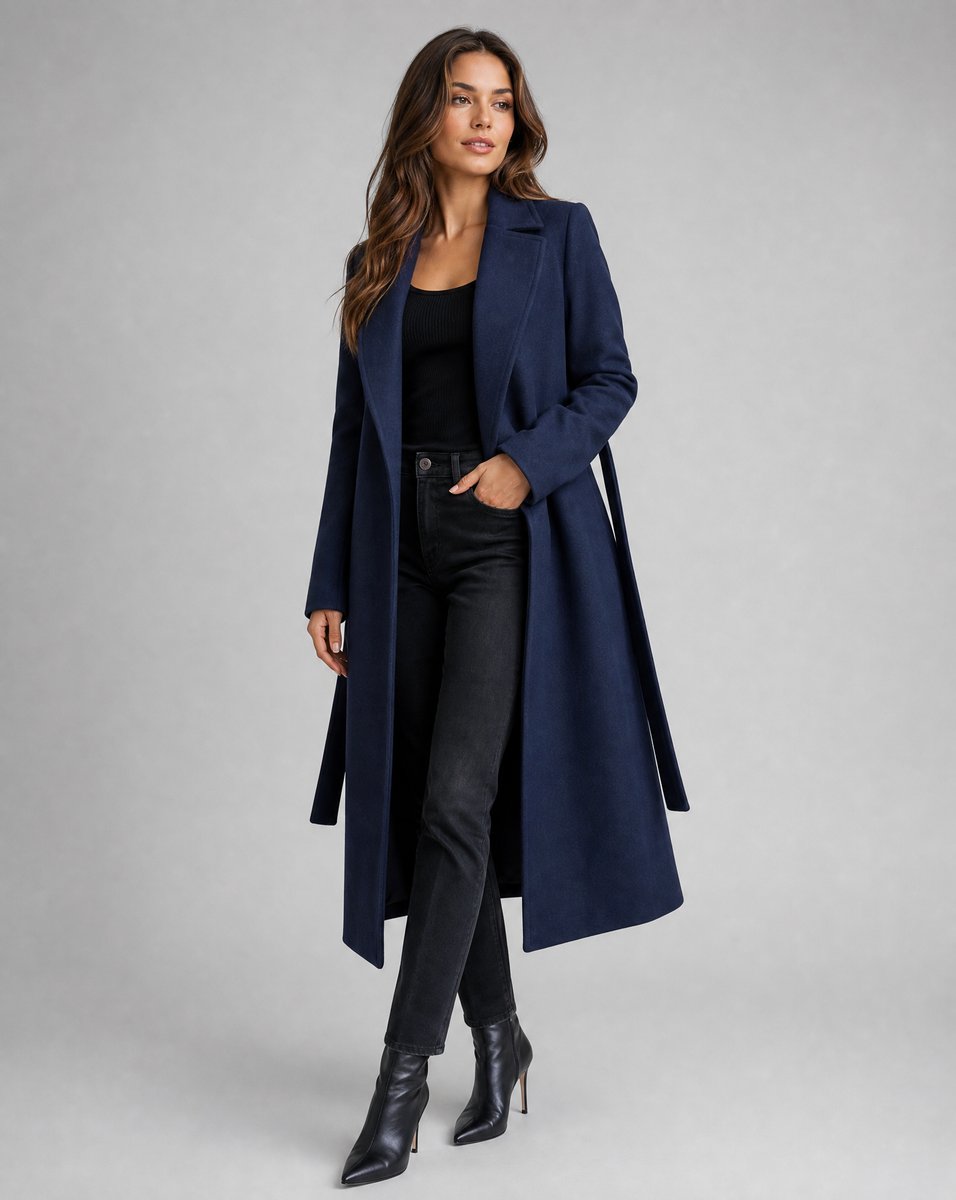 Clara | Ceinture élégante en mélange de laine pour femme, trench-coat long d'hiver