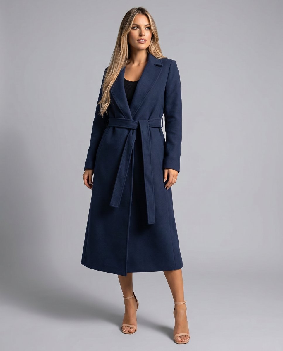 Clara | Ceinture élégante en mélange de laine pour femme, trench-coat long d'hiver