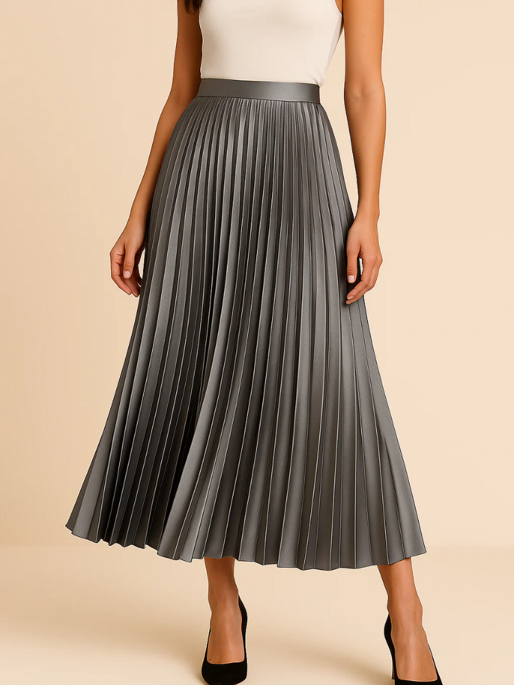 Jupe midi élégante pour femmes à taille haute | Long