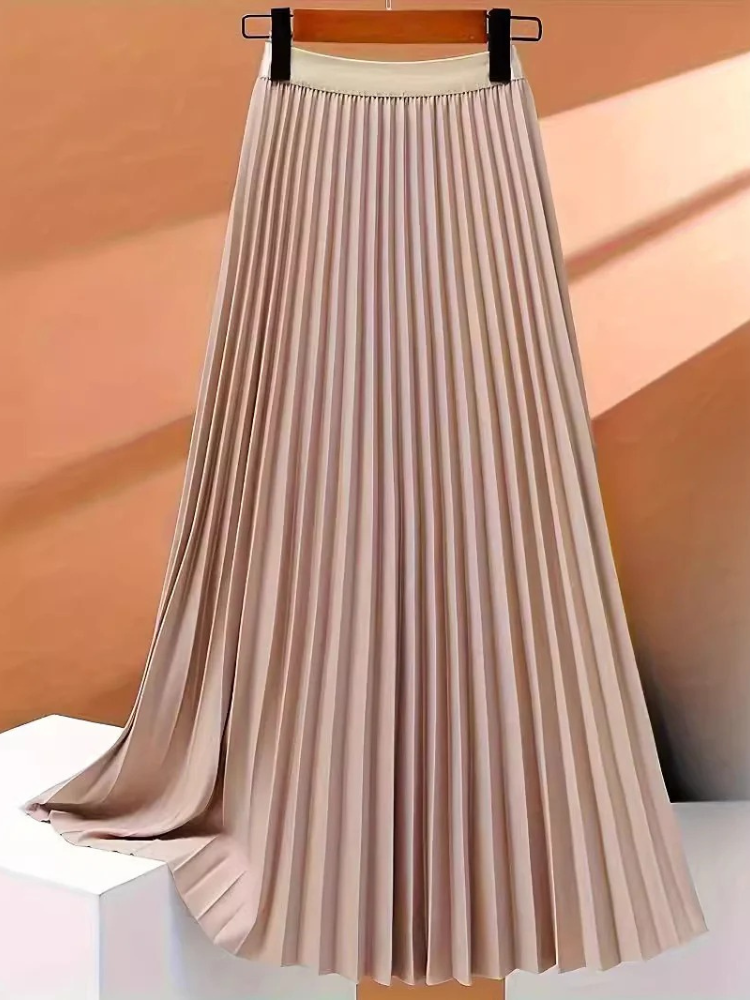 Jupe midi élégante pour femmes à taille haute | Long