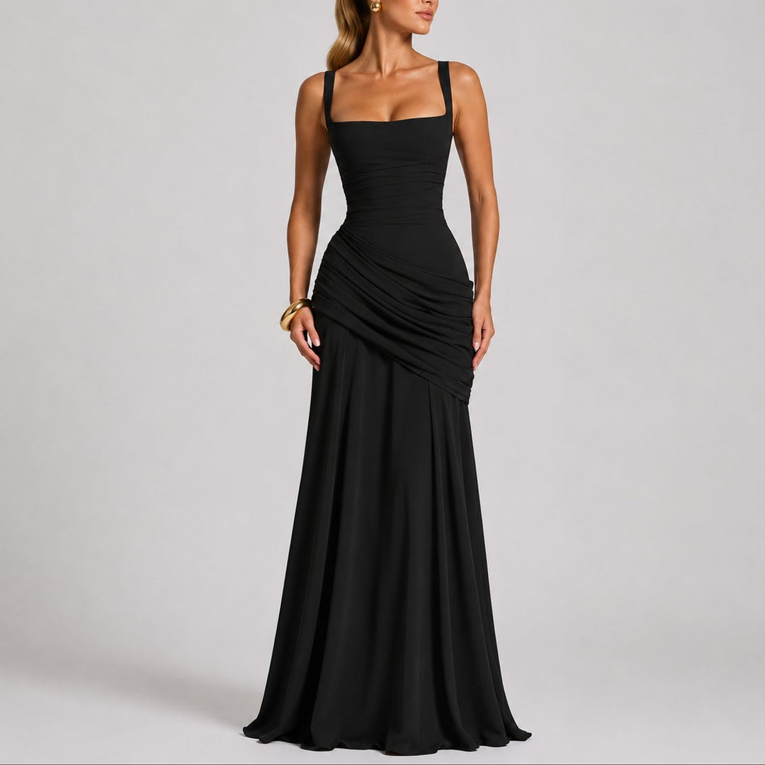 Johanna | Robe de Mariage Maxi Élégante Drapée pour Femmes Décolleté Carré