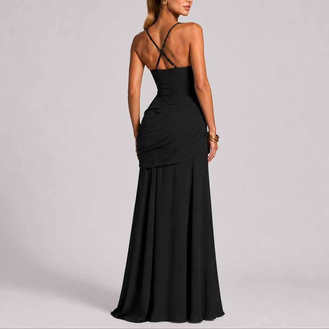 Johanna | Robe de Mariage Maxi Élégante Drapée pour Femmes Décolleté Carré