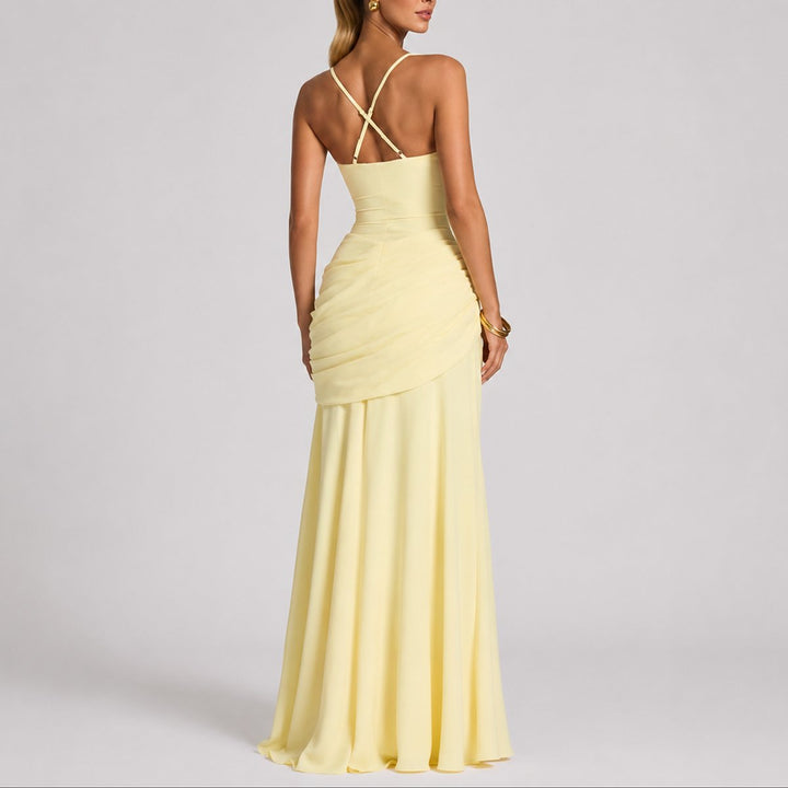 Johanna | Robe de Mariage Maxi Élégante Drapée pour Femmes Décolleté Carré