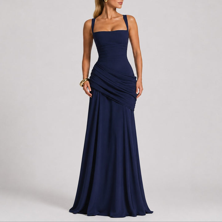 Johanna | Robe de Mariage Maxi Élégante Drapée pour Femmes Décolleté Carré