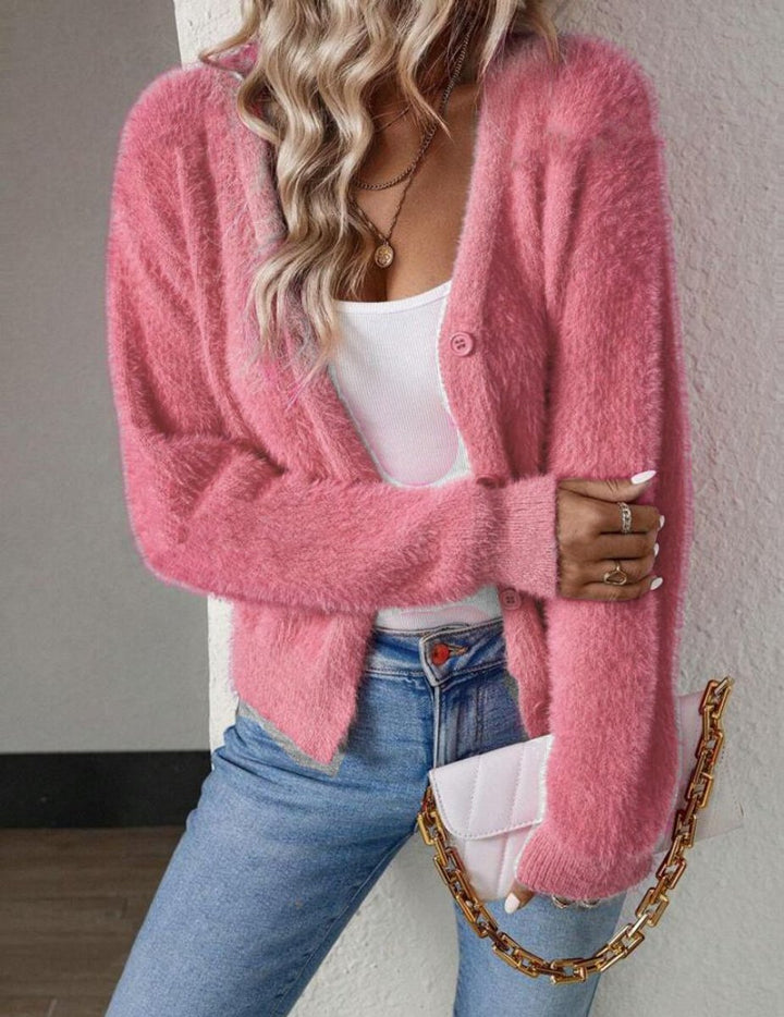 Marie | Cardigan en maille douce pour femmes avec décolleté en V et boutons