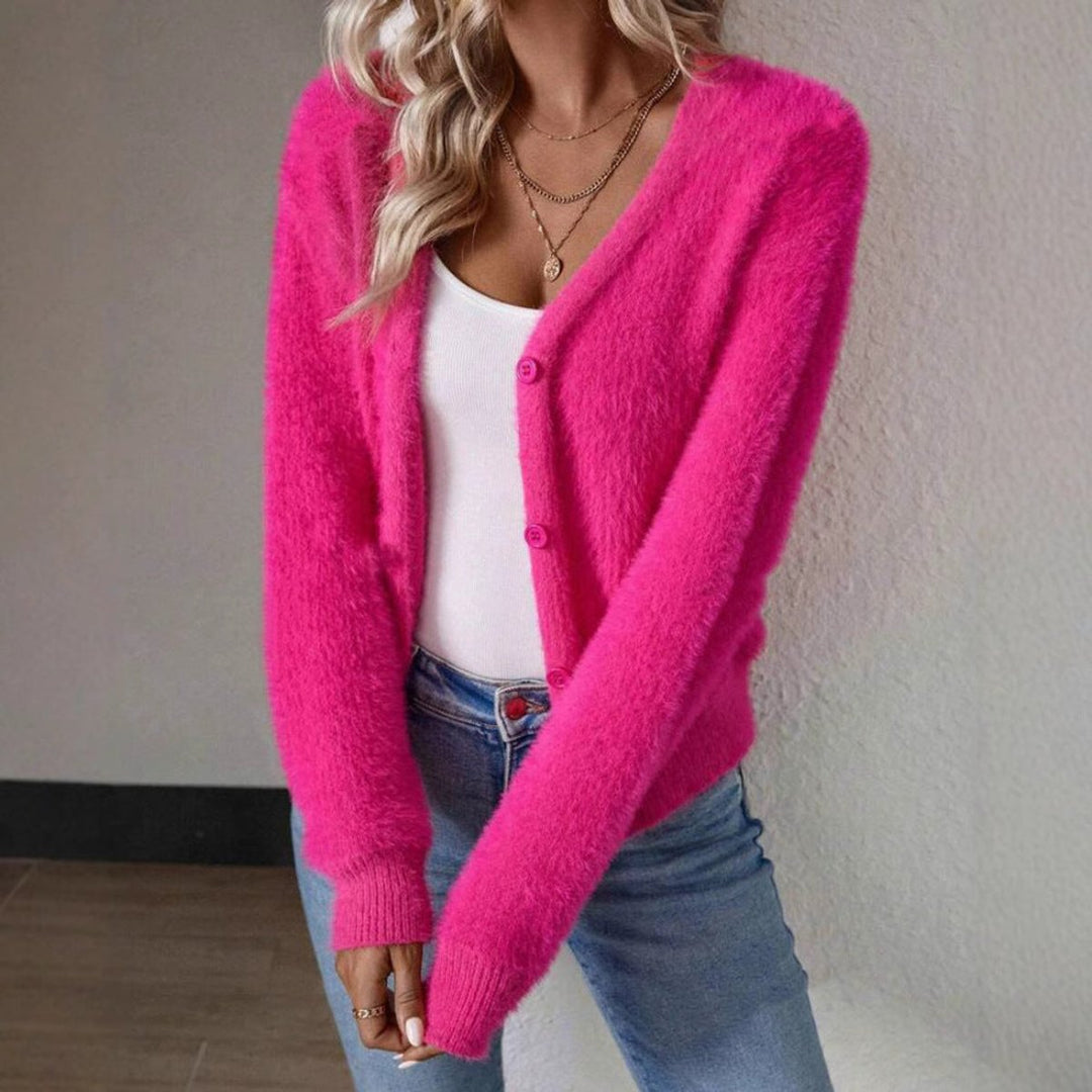 Marie | Cardigan en maille douce pour femmes avec décolleté en V et boutons