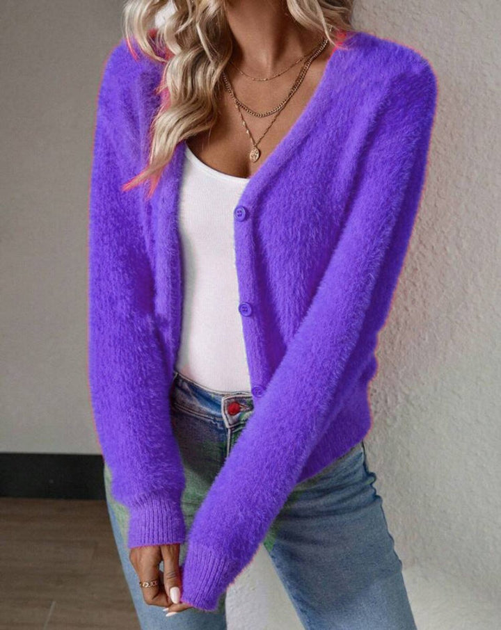 Marie | Cardigan en maille douce pour femmes avec décolleté en V et boutons