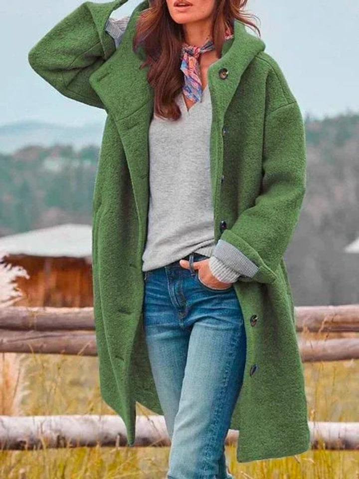 Hannah | Manteau en polaire pour femmes avec capuche à manches longues et boutonnière