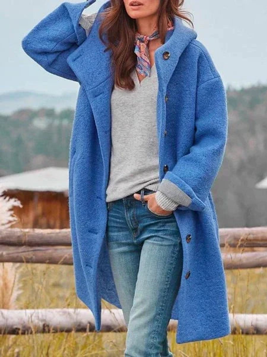 Hannah | Manteau en polaire pour femmes avec capuche à manches longues et boutonnière