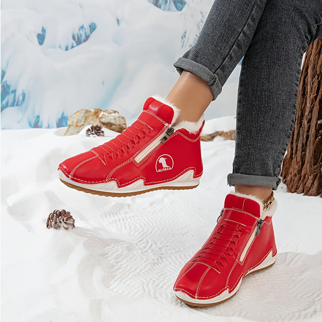 Frieda | Bottines fourrées pour femmes en simili cuir avec fermeture éclair, bottines d'hiver