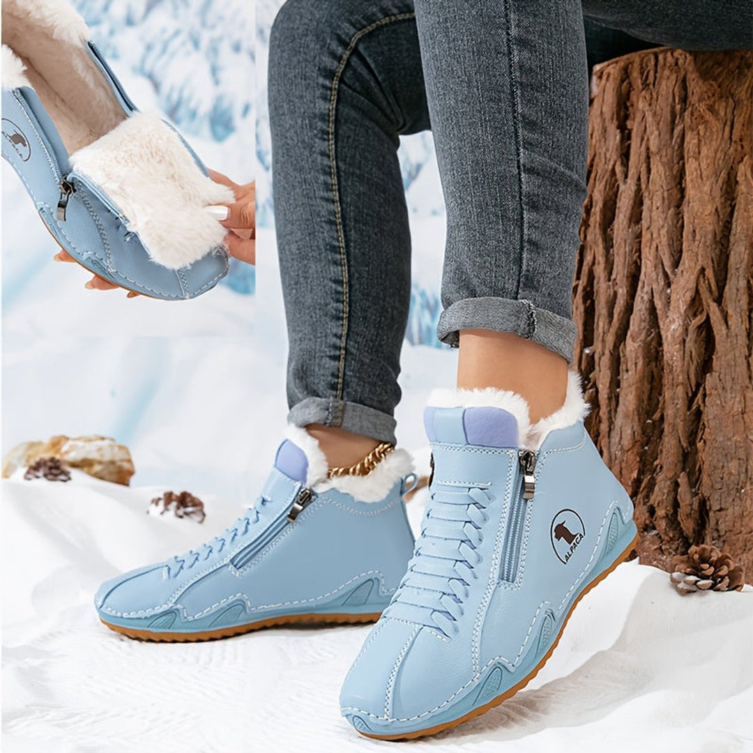 Frieda | Bottines fourrées pour femmes en simili cuir avec fermeture éclair, bottines d'hiver