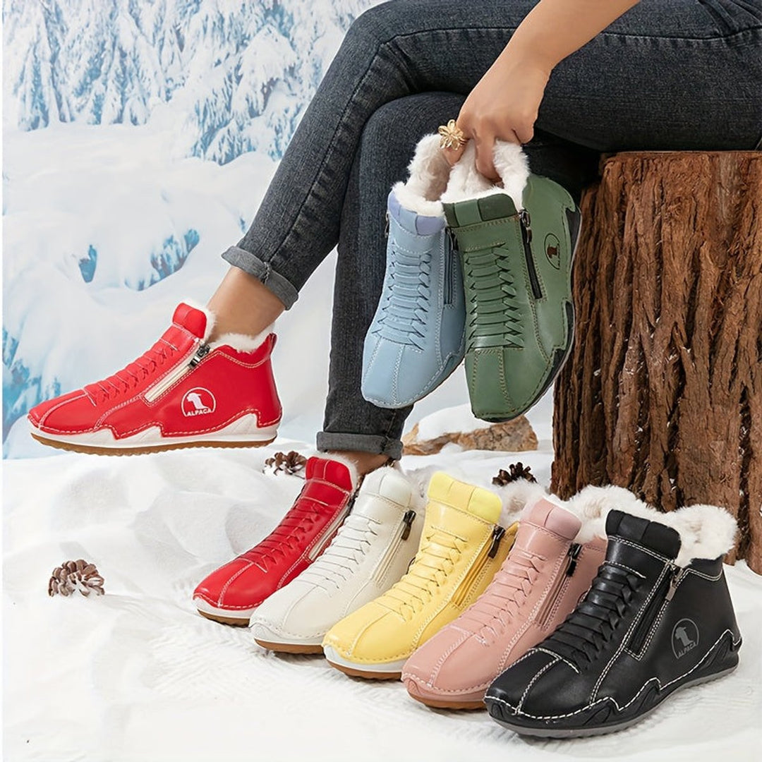Frieda | Bottines fourrées pour femmes en simili cuir avec fermeture éclair, bottines d'hiver