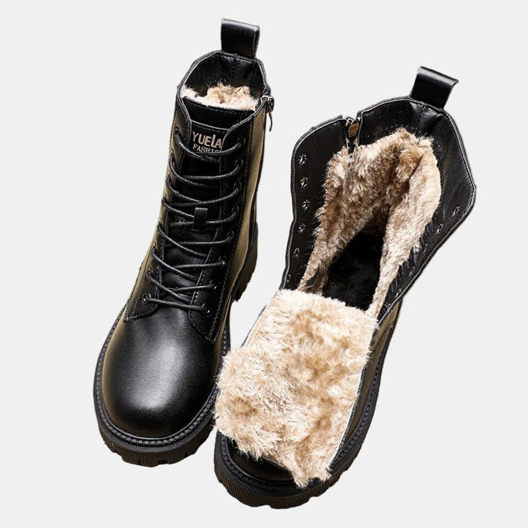 Leonie | Bottines à lacets pour femmes en simili cuir avec fermeture éclair